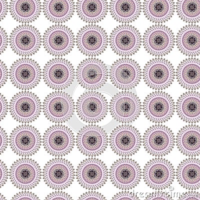 Seamless vector pattern consisting of pink and brown color circular elements Vector Illustration